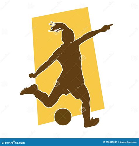 Silhouette Of A Female Soccer Player In Action Pose Stock Vector