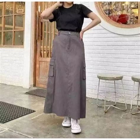 Jual ROK CARGO WANITA PANJANG TERBARU ROK KOREAN STYLE KEKINIAN STYLE