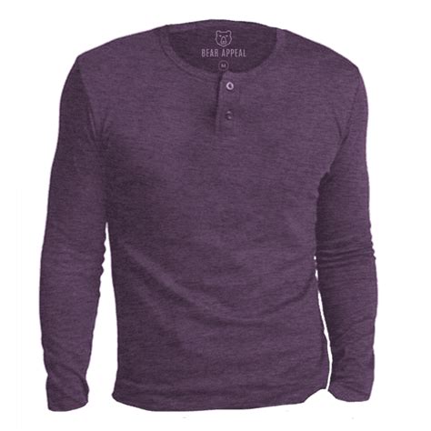 Deep Purple Long Sleeves Henley Neck Bear Appeal