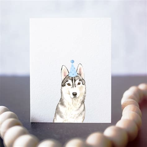 Tarjeta De Cumpleaños Husky Siberiano Tarjeta Husky Tarjeta Etsy