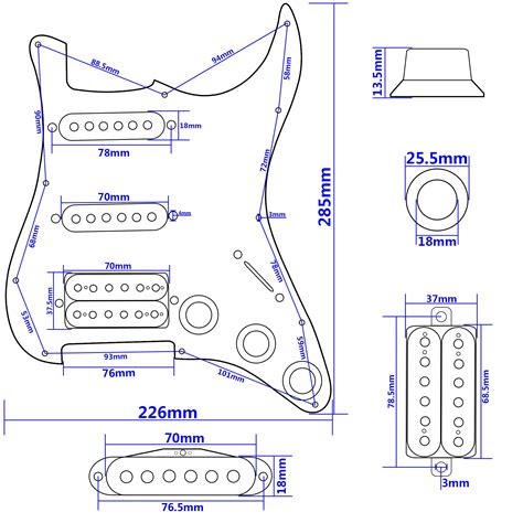 Snapklik Yootones Hole Ply Ssh Prewired Loaded Pickguard