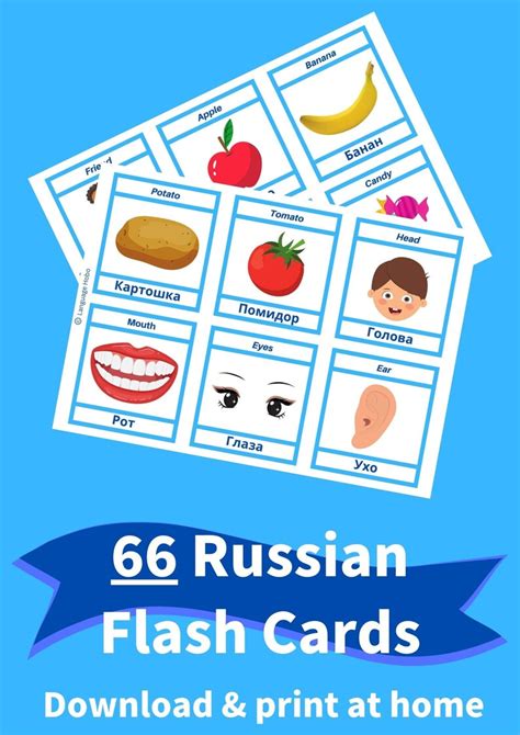 Printable RUSSIAN Flashcards 66 First Words For Beginners Etsy