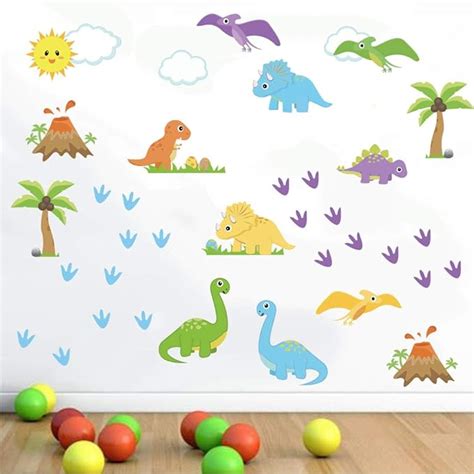 Decalmile Pegatinas De Pared Dinosaurio Colorido Vinilos Decorativos