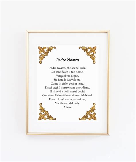 The Lords Prayer Padre Nostro Italian Bible Verse Italian Etsy