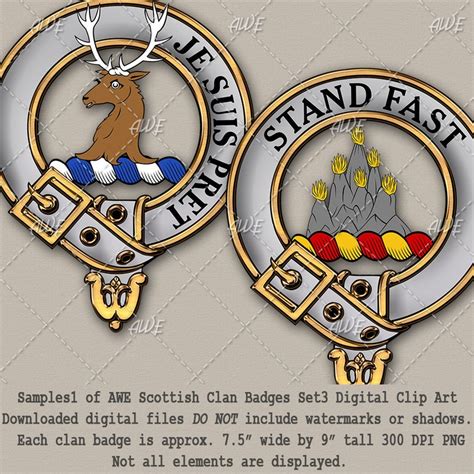 Scottish Clan Badges Set3 Digital Clip Art By Awesomescrapper Etsy España