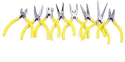 8 Piece Pliers Set DIY Nippers Repair Tool Kit With Non Slip Blue Hand