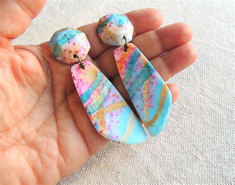 Polymer Clay Dangle Earrings Studs Earrings Very Etsy Polymer Clay