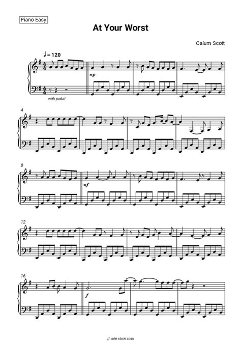 Calum Scott At Your Worst Piano Sheet Music In Note Store Piano