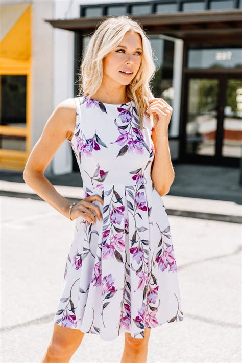 Elegant Purple Floral Dress - Fit And Flare – Shop The Mint