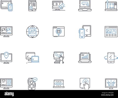 Electronic Frontier Line Icons Collection Cybersecurity Encryption