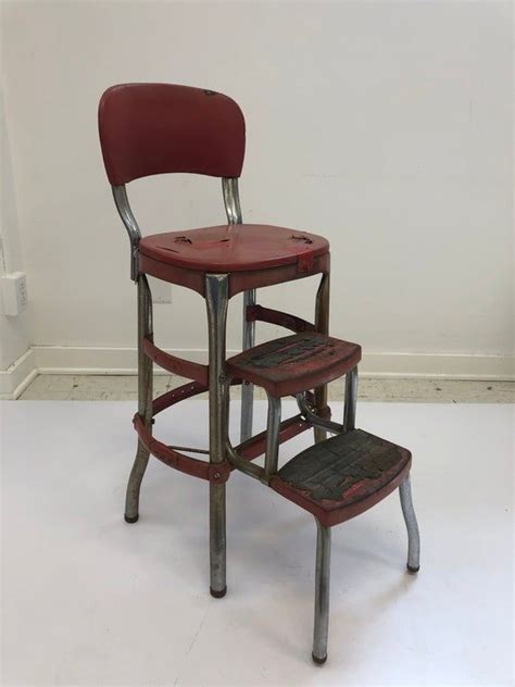 Vintage Cosco Step Stool Red Metal Industrial Steampunk Etsy Cottage Chic Kitchen Retro