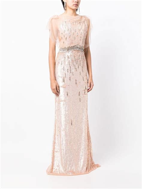 Jenny Packham Embellished Tulle Gown Farfetch Royal Dresses Pink