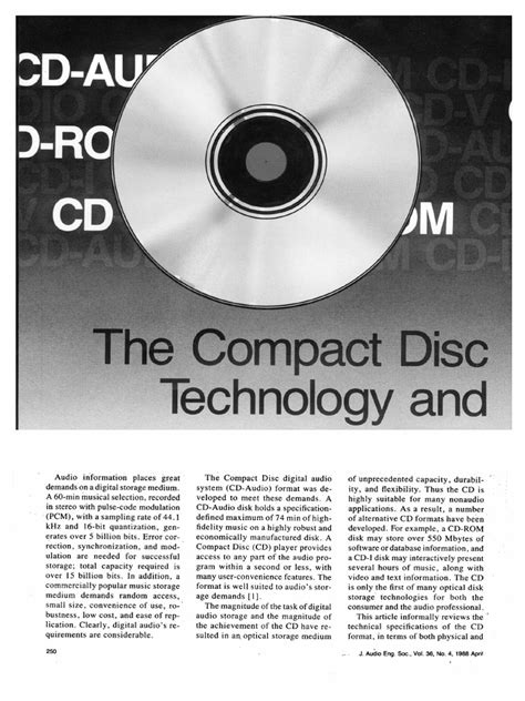 The Compact Disc Formats Technology And Applications Kenpolhmann