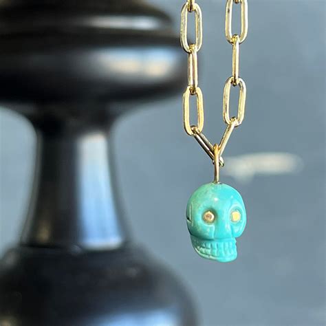 Turquoise Skull Necklace 20" - Stash