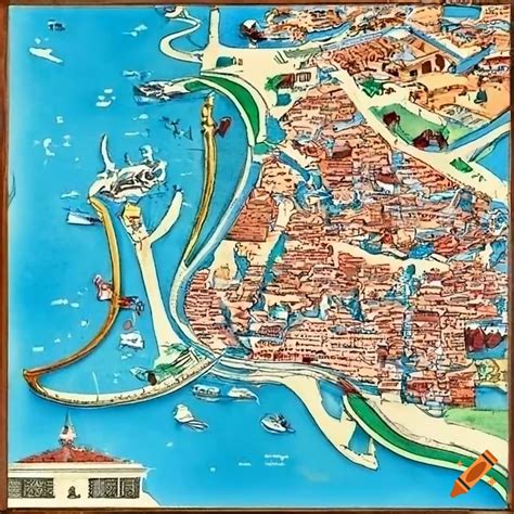 Illustrated Map Of Venice Italy On Craiyon