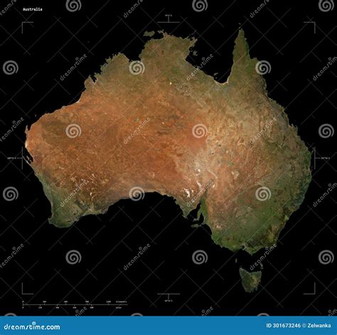 Australia Shape On Black Low Res Satellite Stock Illustration