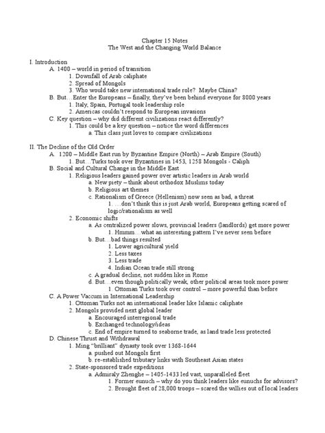 Ap World History Chapter 15 Outline China International Politics