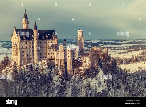 Neuschwanstein Castle In Winter Stock Photo Alamy