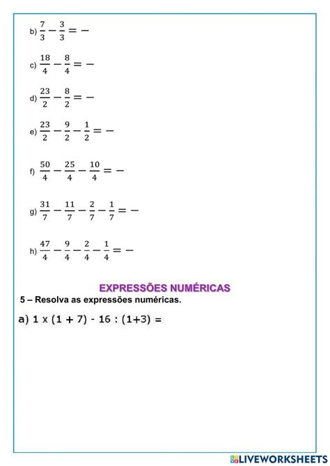 Expressões Numericas 6 Ano Pdf