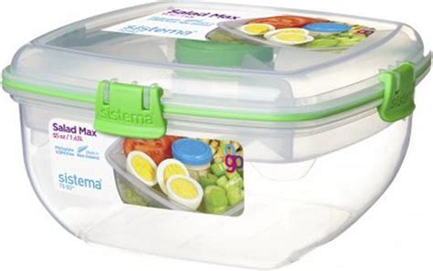 sistema   salad max saladebox met verdeelschaal bestek en
