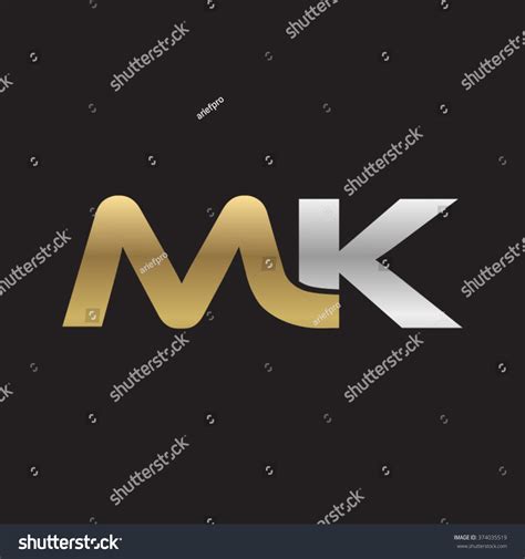 Mk Company Linked Letter Logo Golden Silver Royalty Free Stock Vector