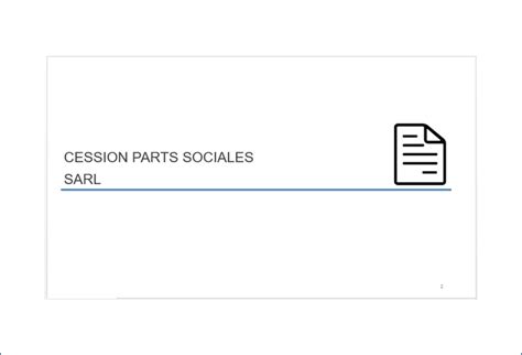 Cession parts sociales SARL Modèle