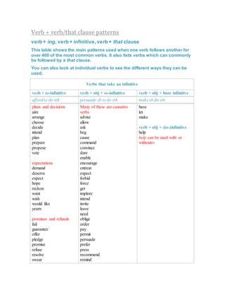verb verb   clause patterns