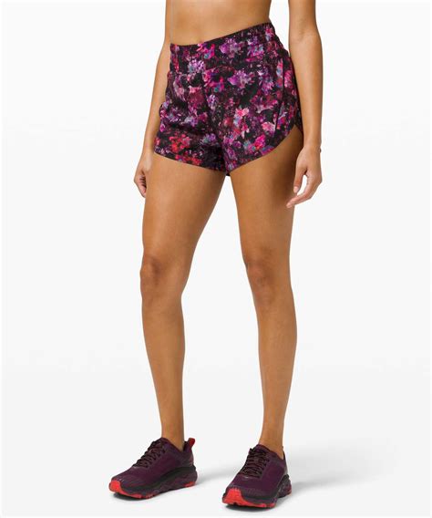 Lululemon Track That High Rise Short Lined Fluoro Floral Multi