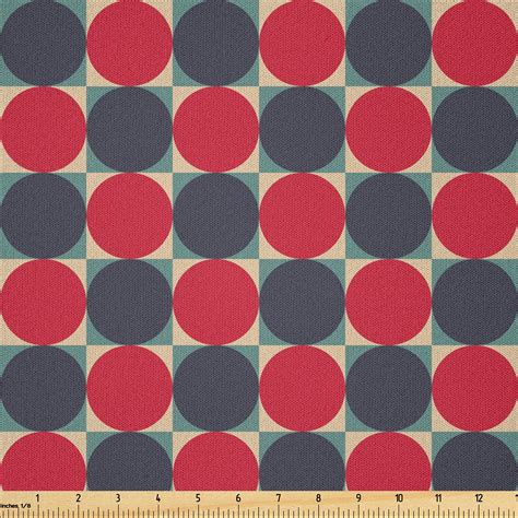 Ambesonne Geometric Fabric By The Yard Microfiber Circles In Squares