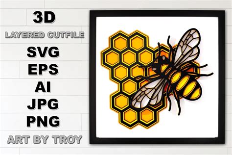 Bee Honeycomb Beehive D Layered Svg Grafika Przez Artbytroy