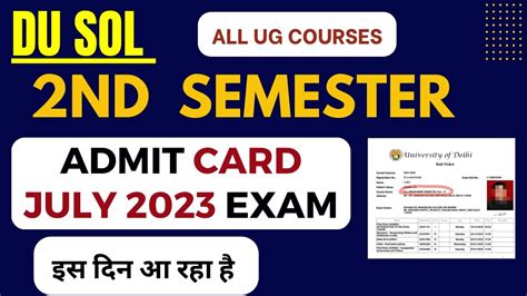 Du Sol Nd Semester Admit Card Sol Admit Card Second