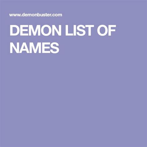 DEMON LIST OF NAMES | Demon list, Demon, Names