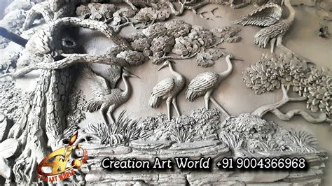 Very Beautiful 3d Relief Mural With Sand And Cement On The Concrete Wall