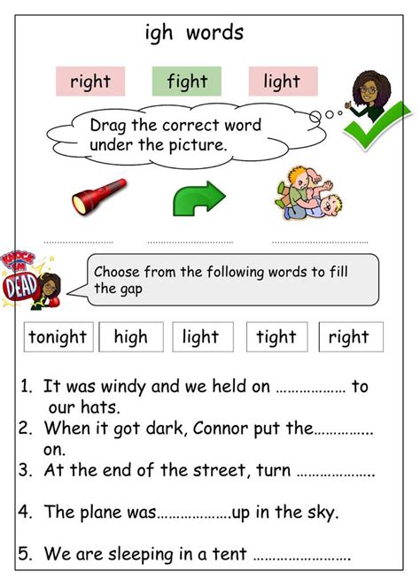 Igh Words Worksheet For Phonics Practice