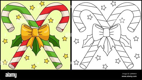 Christmas Candy Cane Coloring Page Illustration Stock Vector Image & Art - Alamy