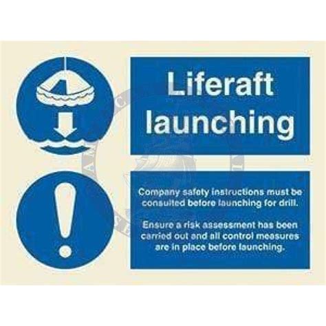 Marine Mandatory Sign Liferaft Launching Procedure Amnautical