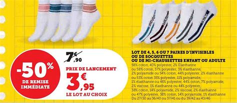 Promo Lot De Ou Paires D Invisibles Ou De Socquettes Ou De Mi