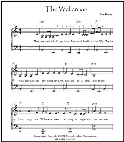 The Wellerman Sheet Music Easy Piano And Lead Sheets