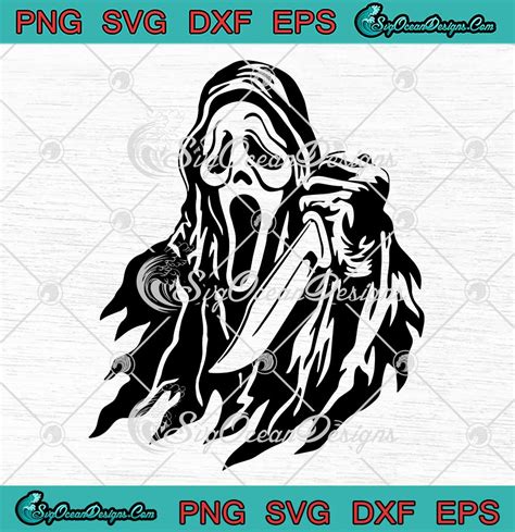 Scary Ghostface Holding Knife Svg Scream Movie Halloween Svg Png Eps