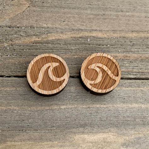 Wood Wave Earrings Beach Ware Hand Carved Wood Handcraft