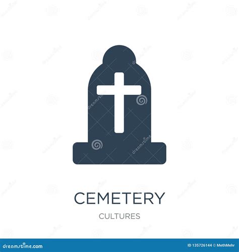 Cemetery Icon In Trendy Design Style Cemetery Icon Isolated On White