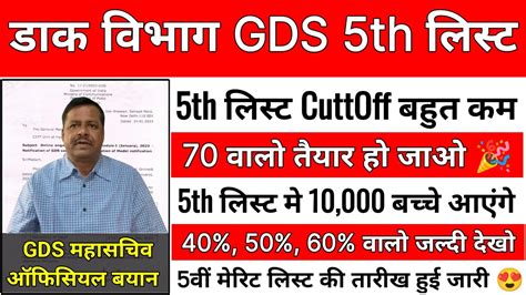 GDS 5th Merit List 2023 Kab Aayegi GDS Result 2023 India Post GDS