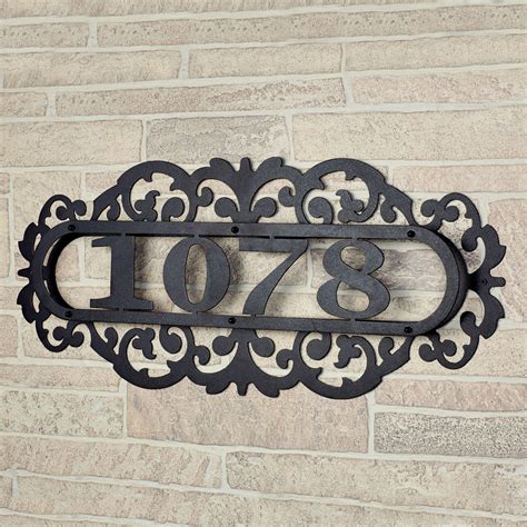 LaRoyal Black Metal House Number Address Plaque