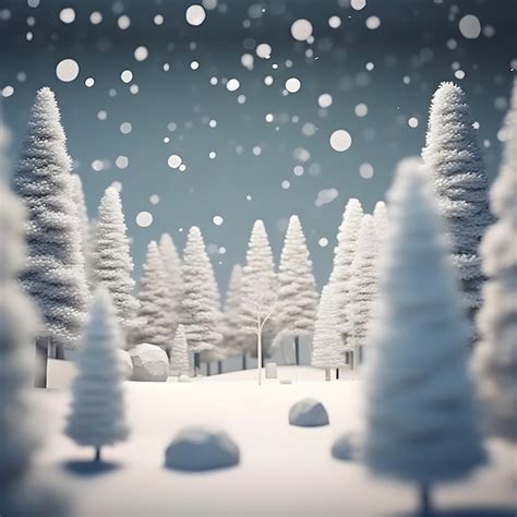 Premium AI Image | A snowy scene with a snowy forest and snow falling.