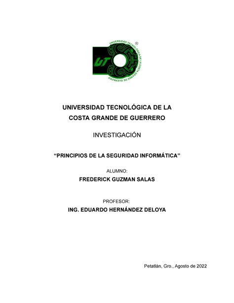 Investigacion Seguridad Informatica Universidad Tecnol Gica De La