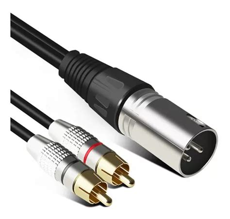 Cabo de conector de áudio estéreo 1 XLR macho para 2 RCA macho