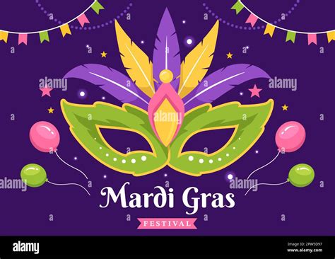 Mardi Gras Carnival Party Illustration With Mask Feathers And Item