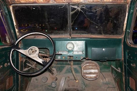 Premium Photo | Old car interior of willys jeep wagon 1952 at route 66 ...