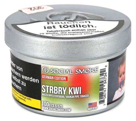 Social Smoke Strawberry Kiwi Shisha Tabak 100g ELWANO