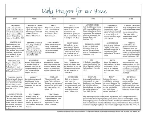 Daily Calendar To Pray Scripture For The Home HE I Pinterest